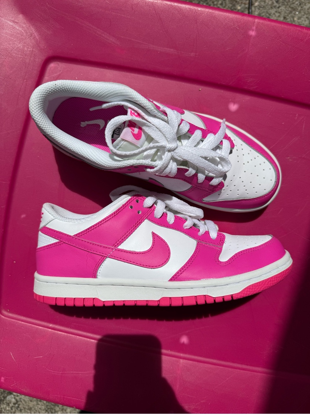 Nike Dunk Kids White and Hot Pink Low-Top Sneakers
